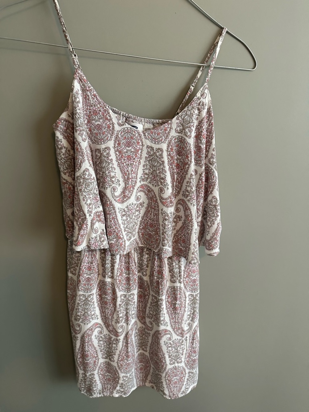Old Navy Cream Mini Dress with Dusty Rose Paisley Print